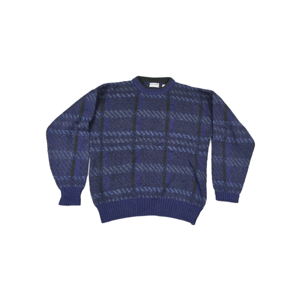 Metropolitan Made In Italy Men's Size Large Wool Blend Sweater‎ Blue Geometric